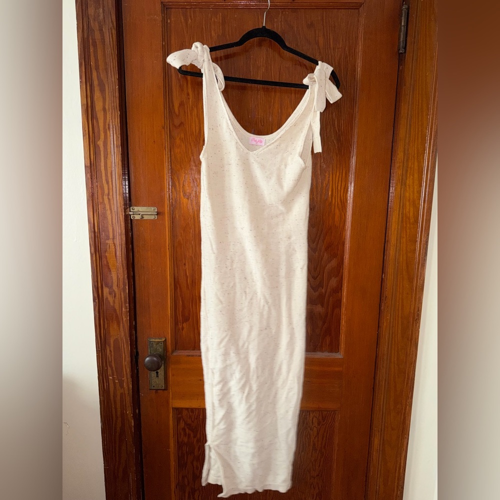 Pink lily cream tie dress size medium